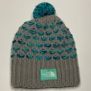 The North Face Kids Beanie in Gray and Teal